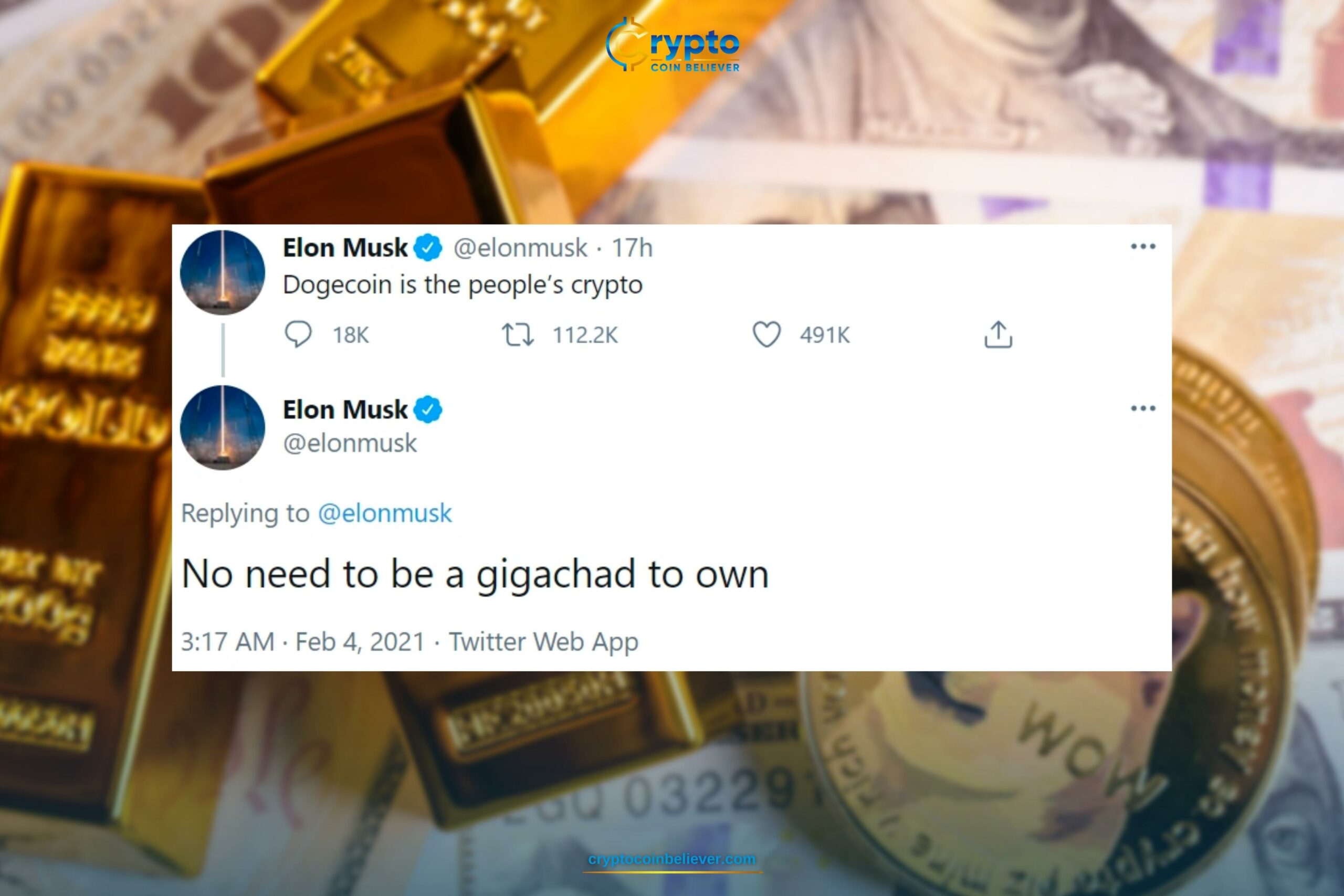 Doge coin is the people's crypto - Elon Musk tweet